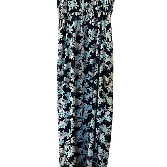 Banana Republic Faux Wrap Maxi Dress Floral Print Navy & Mint Size: 4 Petite - Picture 12 of 12